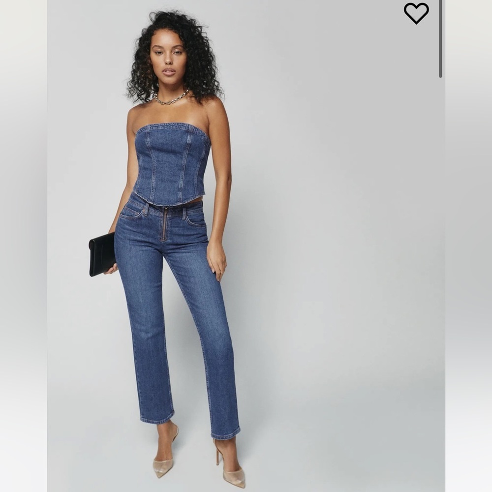 NWT Reformation Julianna Exposed Zip Straight Leg Jeans Mesa Size 27 Y2K